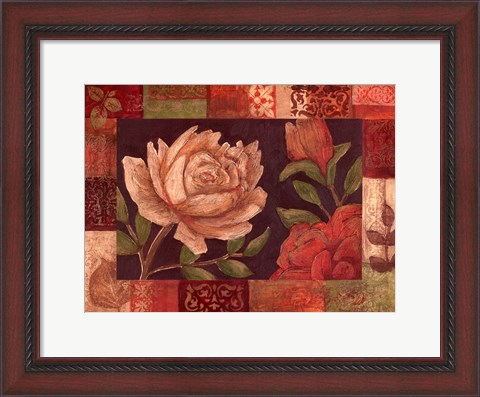 Framed Floral Patchwork I Print