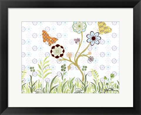 Framed Butterflies on a Limb Print