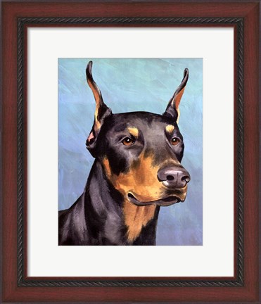 Framed Dog Portrait-Dobie Print