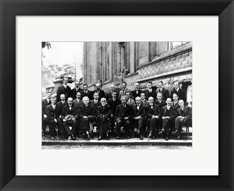 Framed 1927 Solvay Conference on Quantum Mechanics Print