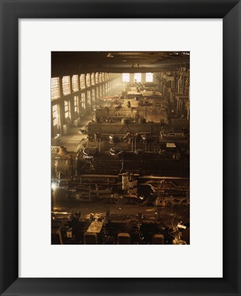 Framed North Western Railway Locomotive Shops, Chicago, Illinois Print