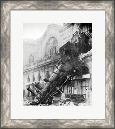 Framed Train Wreck at Montparnasse 1895 Print