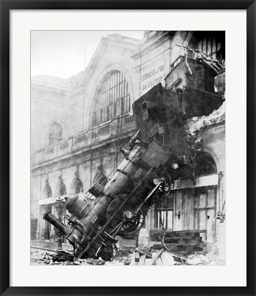 Framed Train Wreck at Montparnasse 1895 Print