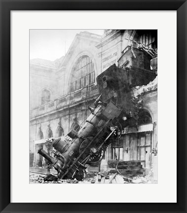 Framed Train Wreck at Montparnasse 1895 Print