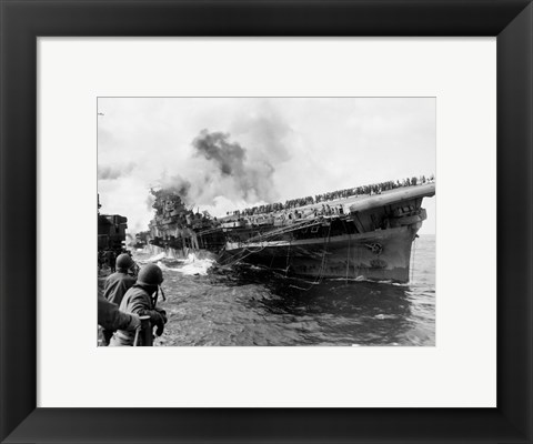 Framed Attack on Carrier USS Franklin March 1945 Print