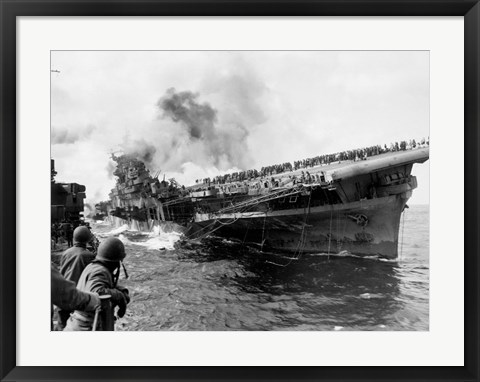 Framed Attack on Carrier USS Franklin March 1945 Print