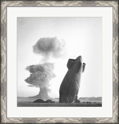 Framed U.S. Navy Goodyear ZSG-3 Blimp, Nevada test Site, August 7, 1957 Print