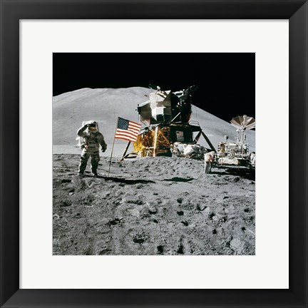 Framed Apollo 15 Lunar Module Pilot James Irwin Salutes the U.S. Flag Print