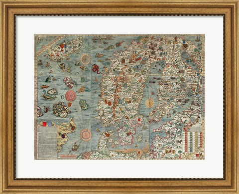 Framed Carta Marina, Map of Scandinavia Print
