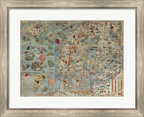 Framed Carta Marina, Map of Scandinavia Print