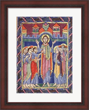 Framed Albani Psalter, appearance of the Risen One on the eighth day Print