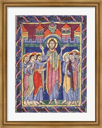 Framed Albani Psalter, appearance of the Risen One on the eighth day Print