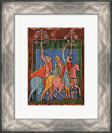 Framed St. Albans Psalter, The Three Magi following the star Print