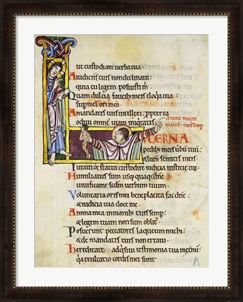 Framed Initial L from Psalm 118, verse 109th In Albani Psalter Print