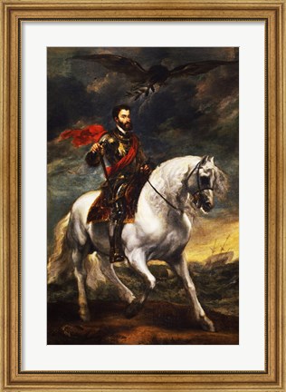 Framed Portrait of Charles V, Holy Roman Emperor, on Horseback Print