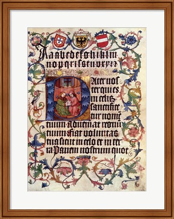 Framed Textura Alphabet and Lord&#39;s Prayer in Latin Print