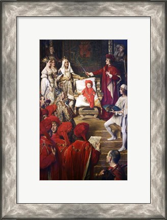 Framed Philip I, the Handsome, Conferring the Order of the Golden Fleece on his Son Charles of Luxembourg Print