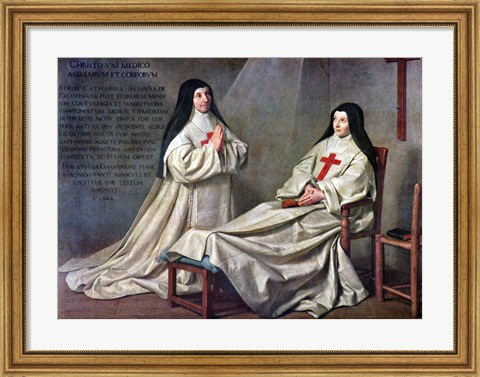 Framed Mother Catherine-Agnes Arnault and Sister Catherine de Sainte Suzanne de Champaigne Print