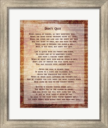 Framed Don&#39;t Quit Poem Print