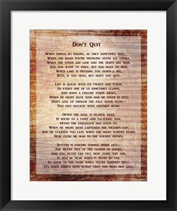 Framed Don&#39;t Quit Poem Print
