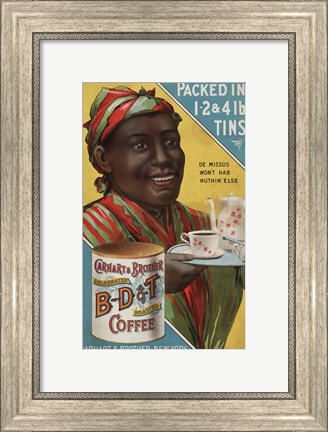Framed Carhart &amp; Brother Celebrated B-D &amp; T Roasted Coffee Print