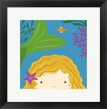 Framed Peek-A-Boo Mermaid Print