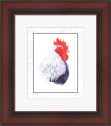 Framed Rooster Insets II Print