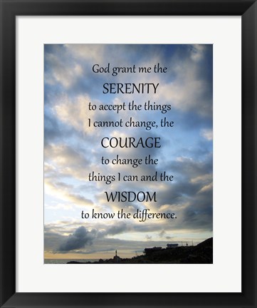 Framed Serenity Prayer - skies Print