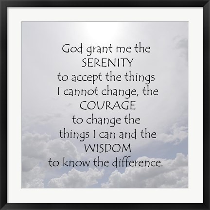 Framed Serenity Prayer - clouds Print