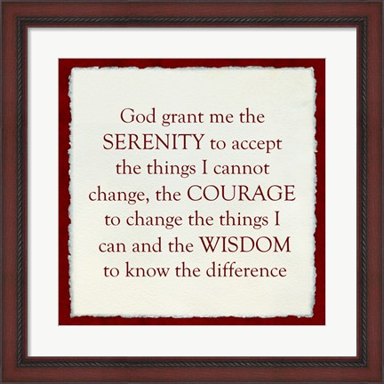 Framed Serenity Prayer - red border Print