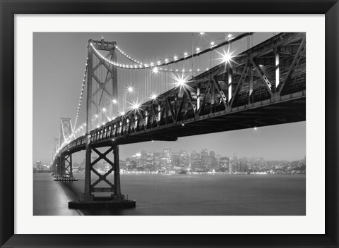Framed Bay Bridge At Night Print