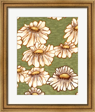 Framed Mums on Green II Print