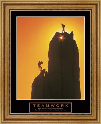 Framed Teamwork-Sunset Climbers Print