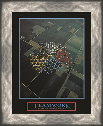 Framed Teamwork-Skydivers Print