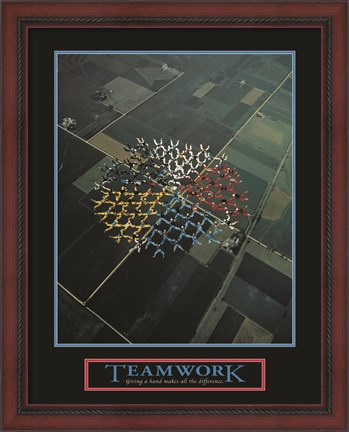 Framed Teamwork-Skydivers Print
