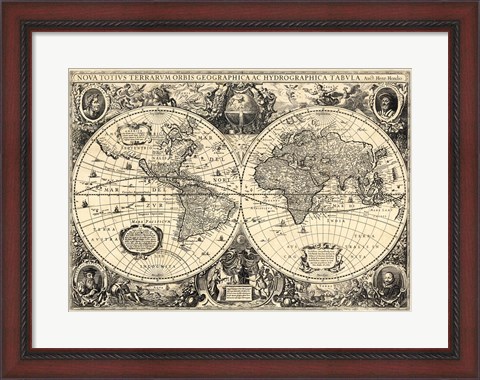 Framed Vintage World Map - Orbis Geographica Print