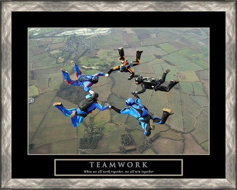 Framed Teamwork-Skydivers II Print