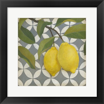 Framed Fruit and Pattern I Print