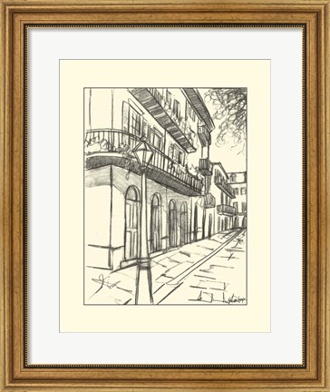 Framed B&amp;W Sketches of Downtown I Print