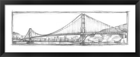 Framed Golden Gate Bridge Sketch Print