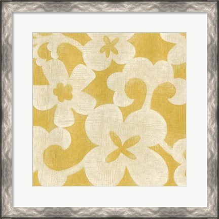 Framed Suzani Silhouette in Yellow II Print