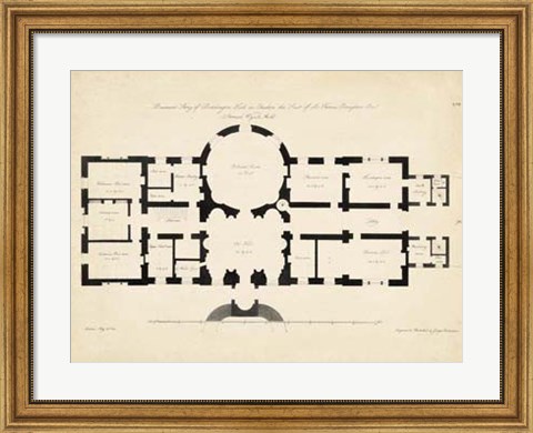 Framed Antique Building Plan I Print