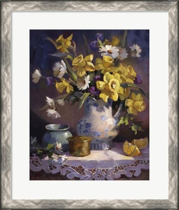 Framed Daffodils and Lace Print