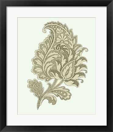 Framed Celadon Floral Motif IV Print