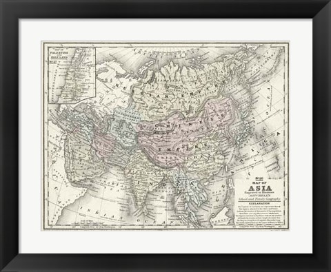 Framed Map of Asia Print