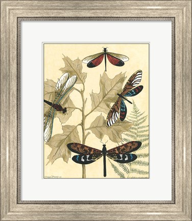 Framed Graphic Dragonflies in Nature I Print