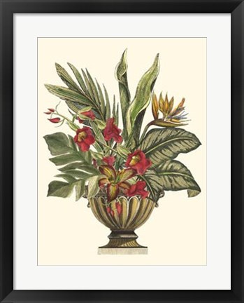 Framed Tropical Foliage in Urn II Print