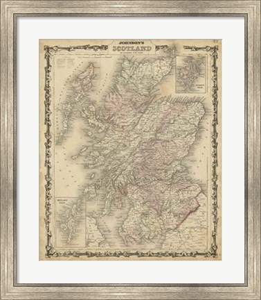 Framed Johnson&#39;s Map of Scotland Print