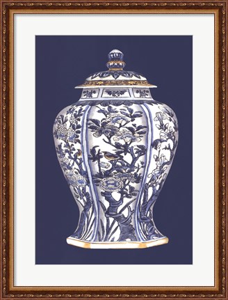 Framed Blue &amp; White Porcelain Vase I Print