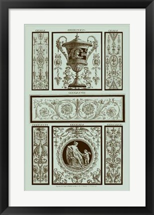 Framed Panel in Celadon II Print